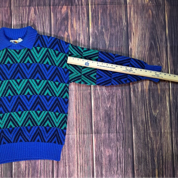 Women’s Vintage 80s Colorful The Clever Shepherd Shetland Wool Sweater Medium - Picture 6 of 9